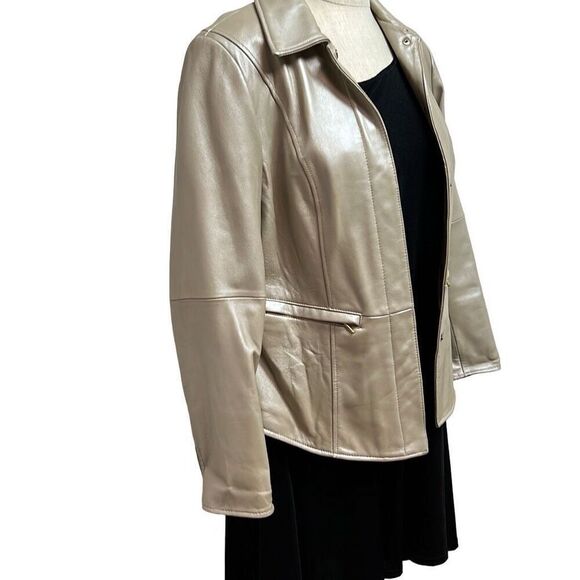Bradley Bradley Bayou champagne Leather Jacket Size Small - Picture 3 of 10